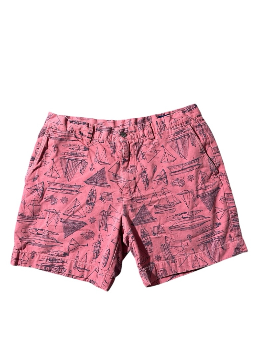 F9- Sailboat Polo Pink Nautical Print Cotton Shorts